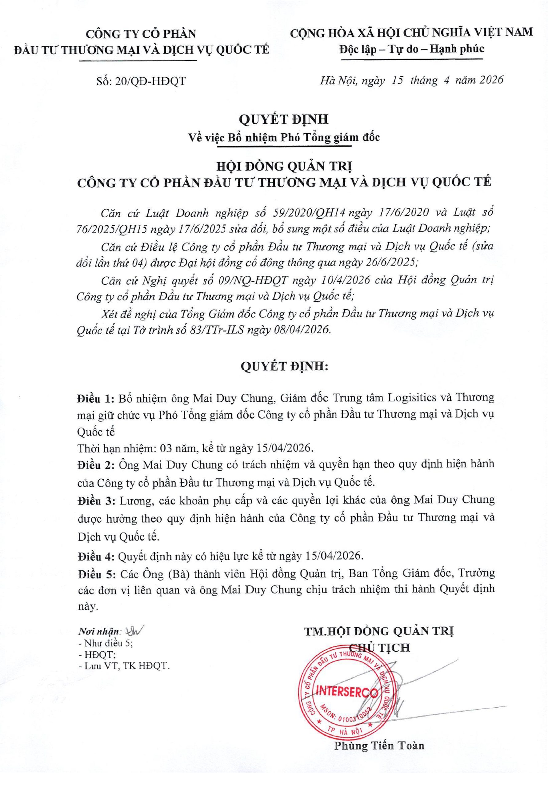 2026.4.15 QĐ số 20.QĐ-HĐQT vv bổ nhiệm PTGĐ Mai Duy Chung_0001-02